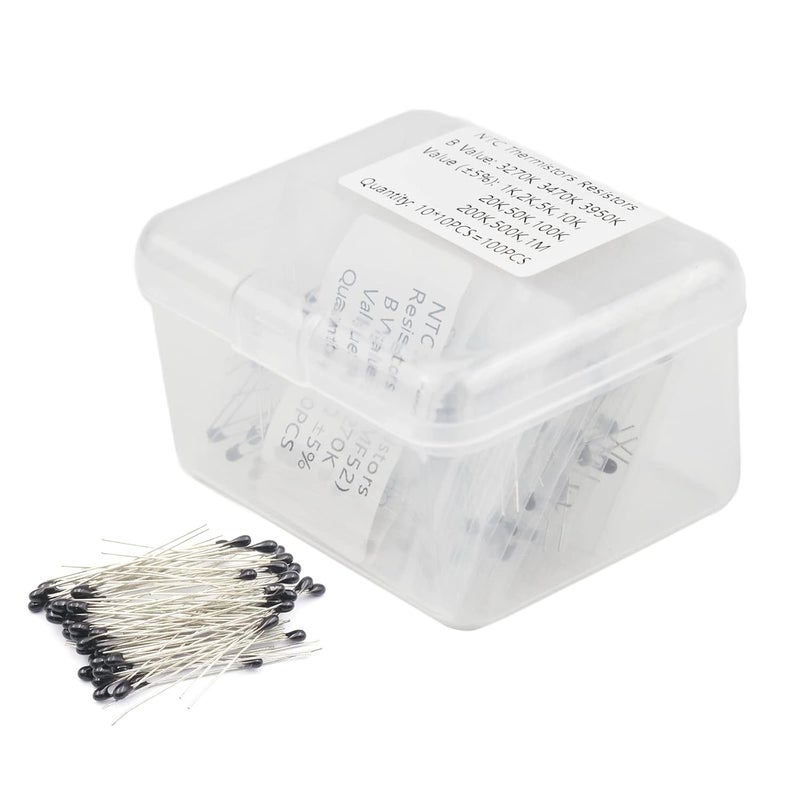 KOKISO NTC Thermistors Resistors MF52 3950K 10 Values 100 PCS Inrush Current Limiter Temperature Sensor Assorted Kit Assortment(1KΩ, 2KΩ, 3KΩ, 4.7KΩ, 5KΩ, 10KΩ, 20KΩ, 47KΩ, 50KΩ,100KΩ) - Image 1